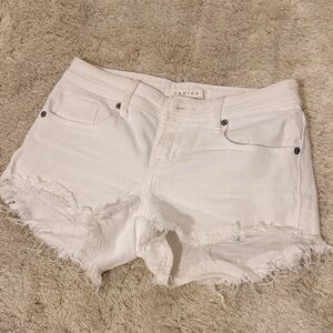 Eunina White Frayed Jean Shorts